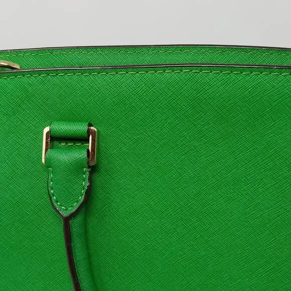 Michael Kors Selma Medium Satchel Green Saffiano Leather Crossbody Tote Purse - Picture 8 of 16